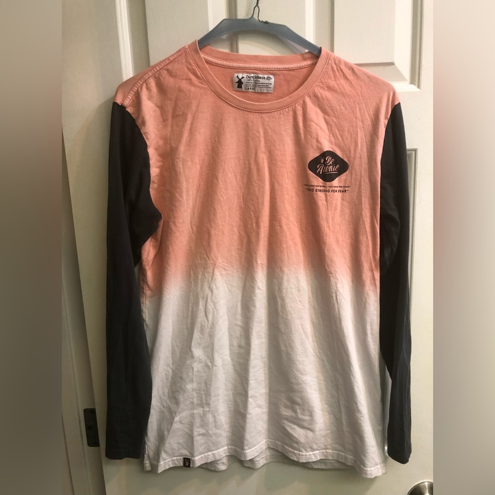 Long sleeve orange and pink t shirt size L
